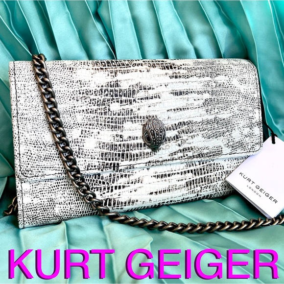 Kurt Geiger Handbags - C KURT GEIGER NWT Kensington wallet clutch on chain white lizard print